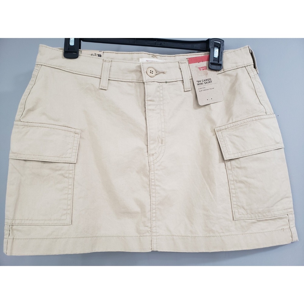 NEW Levi's 94 Cargo Skirt Khaki Size 29 Mini Retro Tan Beige - 100% Cotton Short